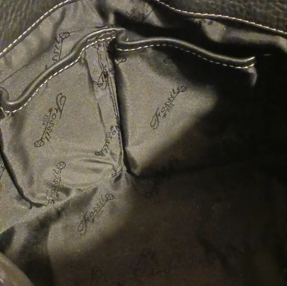 Fossil Vintage Black Pebbled Leather Shoulder Bag 75082 Key Charm Snap Closure - Picture 11 of 12